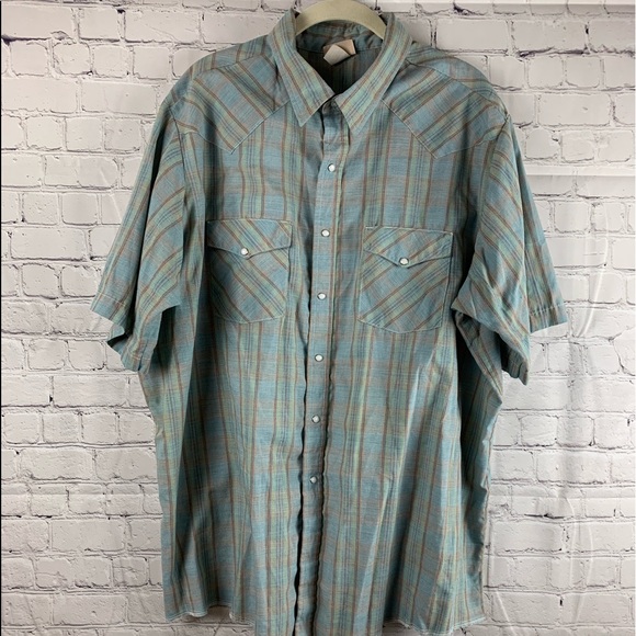 VINTAGE SADDLEBROOK WESTERNWEAR Shirt Cowboy Style Short Sleeves Blue - Picture 1 of 8